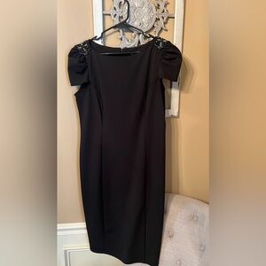 Size 12 black cap sleeve dress with jeweled detail